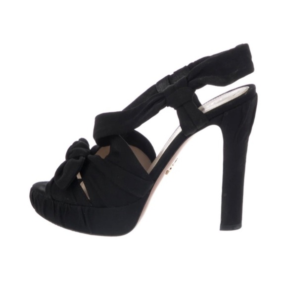 Prada Shoes - PRADA Black Leather Platform High-Heeled Sandals - Size 39 / Size 9 US